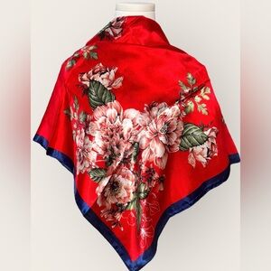 Floral Red and Blue Scarf